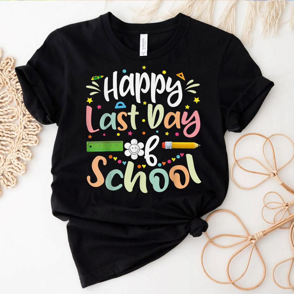 Happy Last Day Of School Teacher Student Graduation Shirt Unisex Standard T-Shirt black s