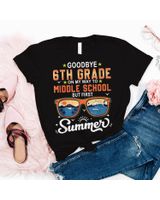 Goodbye 6th Grade Graduation To 7th Grade Hello Summer Kids Shirt Unisex Standard T-Shirt black s